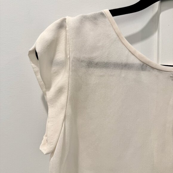 NWT XS Joie Rancher Silk Top Pocket Short Cap Sleeve Shirt Porcelain Ivory Cream - Picture 4 of 16